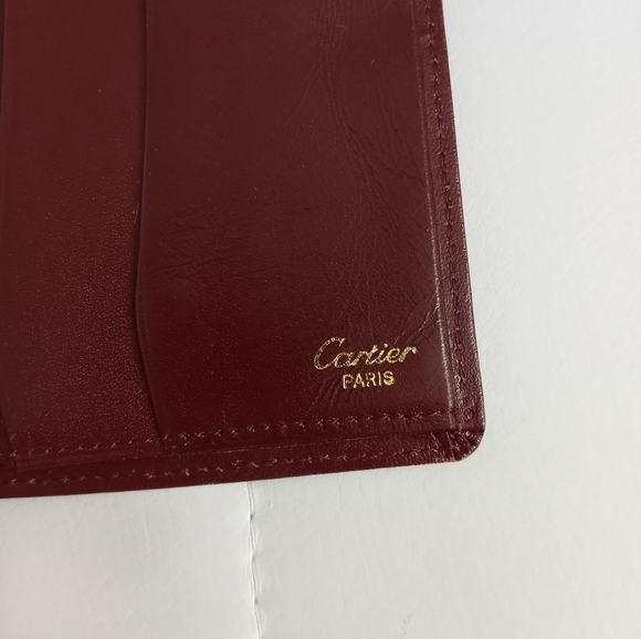 Cartier Bordeaux Leather Checkbook Long Wallet with gold accents - Picture 6 of 12